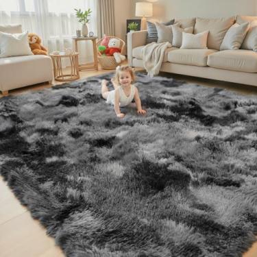 Imagem de Tapetes para sala de estar 13 x 20 cm, alfombras para salas, tapete felpudo grande, tapetes felpudos para quarto, decoração de casa estética para meninos e meninas (cinza escuro tingido com gravata