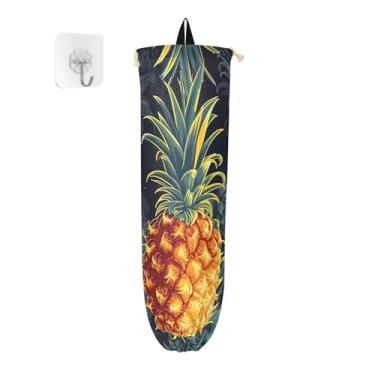 Imagem de Porta-sacos plásticos tropicais de abacaxi quente, organizador de saco de armazenamento de cozinha, dispensador de sacolas de supermercado para sacolas plásticas