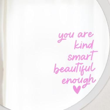 Imagem de 2x decalques de afirmações de espelho, adesivos de vinil You are Kind Smart Beautiful Enough para banheiro adesivos de afirmação decalque de banheiro decoração de espelho de carro espelhos de vaidade