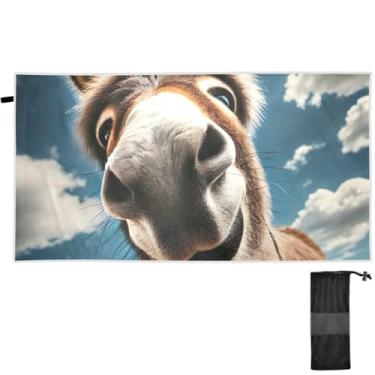 Imagem de TSENQUE Toalhas grandes com estampa de burro fofo para adultos, toalhas de praia turcas, sem areia, fofas, toalhas de praia de secagem rápida, praia, piscina, ioga, acampamento, presentes de 152 x 76