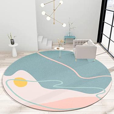 Imagem de Tapete redondo redondo, tapete de banheiro macio de arte moderna, tapete antiderrapante fofo para entrada, sala de estar, quarto, quarto de crianças, F, diâmetro 160 cm