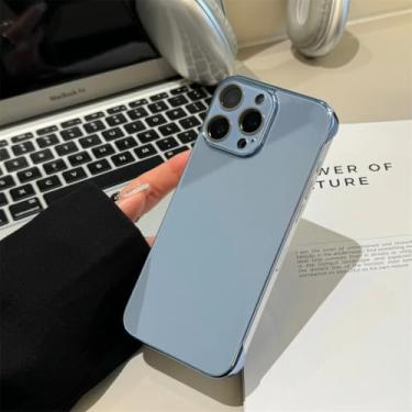 Imagem de Capa de luxo ultrafina em vidro temperado para iPhone 16 15 14 12 13 Mini 11 Pro Xs Max X Xr 15 16 Plus, capa protetora rígida (para iPhone 12 Pro Max/Azul)