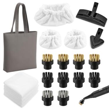 Imagem de HappyAlley Kit de acessórios de limpeza a vapor de 18 peças compatível com Dupray – 4 escovas de nylon, 4 escovas de latão, 2 escovas de aço inoxidável, 4 panos de microfibra, 3 toucas de vapor