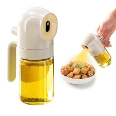Imagem de Pulverizador de óleo de 180 ml para cozinhar, dispensador de óleo 2 em 1 para cozinha, dispensador de azeite de oliva para utensílios de cozinha, fritadeira a ar, salada, churrasco (branco)