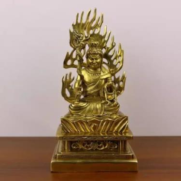 Imagem de FENNYYAR Estátua de Buda de cobre, 21 cm, decoração Fengshui de vida doméstica