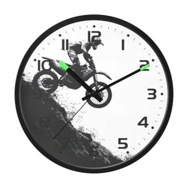 Imagem de SEHANY Relógio de parede vintage americano para motocicleta, silencioso, sem tique-taque, operado por bateria, controle de som, luz noturna, relógios de parede para sala de estar, cozinha, quarto