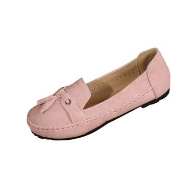 Imagem de Mocassim feminino casual estilo verão borla fundo macio sem cadarço, rosa, 35