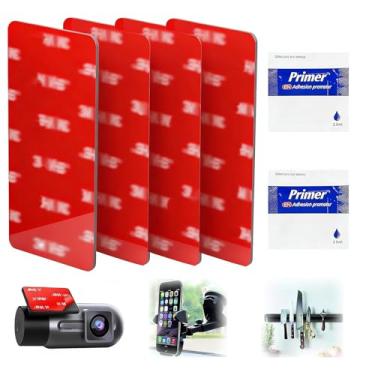 Imagem de 4 peças de almofada adesiva para câmera de painel, fita dupla face 3M VHB para câmera quadrada de carro, 7,2 cm para painel de painel de carro, suporte de GPS, com 2 almofadas adesivas de substituição