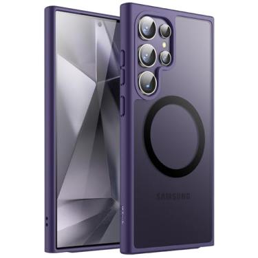 Imagem de JETech Capa Magnética para Samsung Galaxy S24 Ultra 5G, Compatível com MagSafe, Case Capinha para Translúcida Fosca Traseira à Prova de Choque (Titânio Violeta)