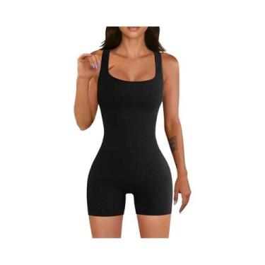 Imagem de Macacão feminino fitness shorts yoga leggings macacão para treino e ex