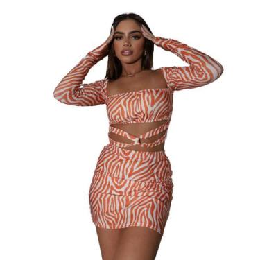 Imagem de Conjunto Saia e Cropped Zebra 2YK Colorido, Laranja, M