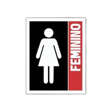 Imagem de Placa Banheiro Feminino - Sinalização Toilet Atenção Faixa - Sinalizo