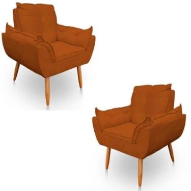 Imagem de Kit 2 Poltronas Decorativas  Opala Sala de Estar Tecido Suede Terracot