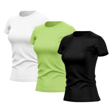 Imagem de Kit 3 Camisetas Feminina Manga Curta Dry Fit Basica Lisa Proteção Sola