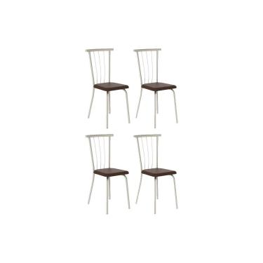 Imagem de Kit 4 Cadeiras Sala Jantar 154 Aço 4 Uni Prata/Corano Cacau - Carraro