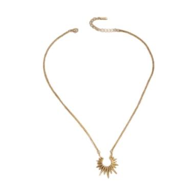 Imagem de Mermerland Colar gargantilha vintage banhado a ouro com girassol | Colar galvanizado de aço inoxidável para mulheres