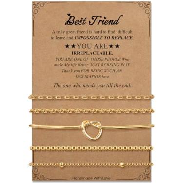 Imagem de Pulseiras de elos de ouro presentes para mulheres: pulseira empilhável banhada a ouro 14K na moda fina delicada elos cubanos conjuntos de joias presentes para mulheres amigas mãe filha irmã, 6.7