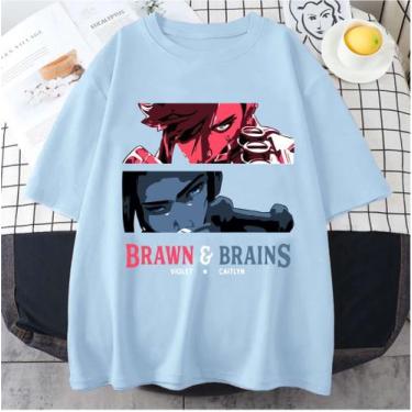 Imagem de Camiseta Arcane Vi Caitlyn Unissex, Azul claro, M babylook