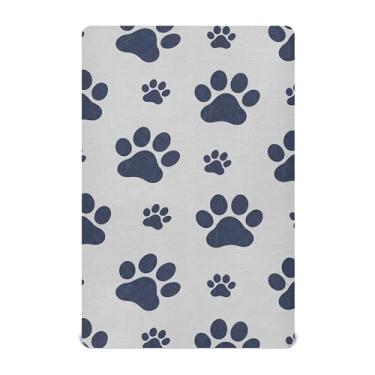 Imagem de SEHANY Lençol de berço fofo com estampa de pata de cachorro para meninos e meninas, macio, respirável, elástico, lençol com elástico padrão para bebês de 71 x 132 cm