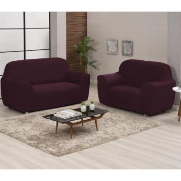 Imagem de Capa de Sofá King Coladinha 3 e 2 Lugares Protetora Elástica Ajustável (vinho)