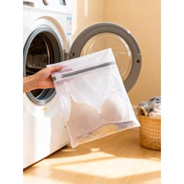 Imagem de Sacos de roupa reutilizáveis pacote com 3 redes de lavagem de malha com zíper para sutiã delicados lavadora secadora 30,5 x 40,6 cm