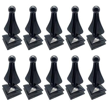 Imagem de WFCFCN 10 tampas para postes de cerca, tampa de cobertura de liga de alumínio, porta de cerca resistente à internemperie, porta de metal de ferro forjado, tampa para poste de lança, 2" x 2", 1