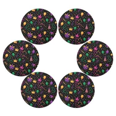 Imagem de Wassud Jogo americano conjunto de 6 tapetes de mesa redondos para cozinha e jantar tapetes laváveis resistentes ao calor para decoração de mesa 39 cm