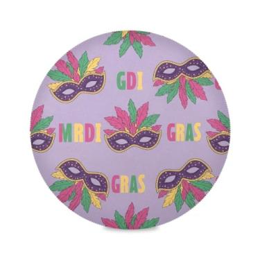 Imagem de Wassud Jogo americano com acabamento dourado, máscaras de baile de máscaras, tapetes redondos para cozinha e jantar, tapetes laváveis e resistentes ao calor, decoração de mesa 39 cm