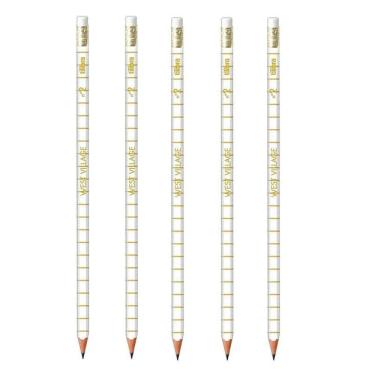 Imagem de Lápis De Escrever West Village Branco Com Borracha 5 Unidades - Tilibra