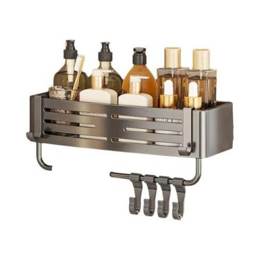 Imagem de Prateleira De Banheiro Com Ventosa Montada Na Parede Suporte Para Sham