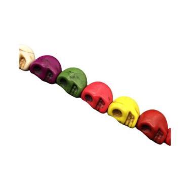 Imagem de Contas De Pedra Natural Turquesa Colorida Em Forma De Caveira Para DIY