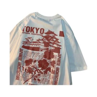 Imagem de Camisetas De Algodão Oversize Femininas Com Estampa De Sakura De Tóqui