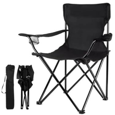 Imagem de Cadeira Dobrável Aço Inox Com Porta Copos Pesca Praia Acampamento Camping Com Bolsa A(Aleatorio)