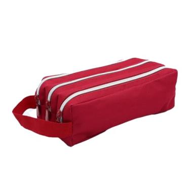 Imagem de Estojo Escolar Triplo Grande 3 Divisórias Feminino Masculino Faculdade Jovem Curso Volta as aulas (BORDÔ)