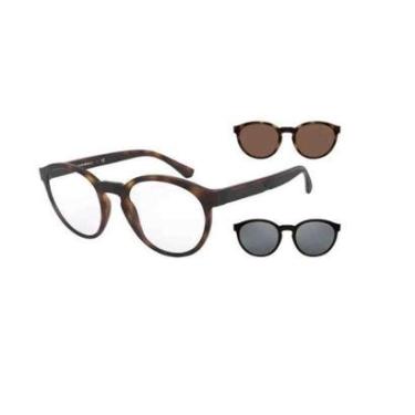 Imagem de Óculos de Grau e Sol Clip-On Marrom Emporio Armani 0EA4152-Unissex