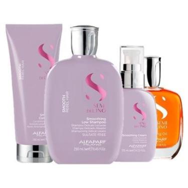 Imagem de Kit Alfaparf Milano Professional Semi Di Lino Smooth - Shampoo e Condicionador e Creme e Óleo-Unissex