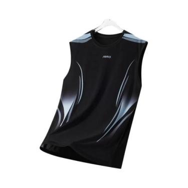 Imagem de Camiseta Esportiva Masculina Leve Com Gradiente, Sem Mangas, Decote Re