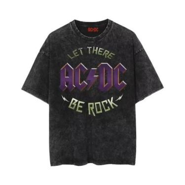 Imagem de Camiseta Feminina De Verão ACDC Rock Punk Retro Em Algodão Lavado Com 