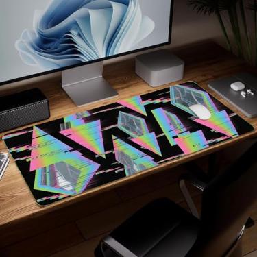 Imagem de Tapete de mesa minimalista de couro, mouse pad de arte colorida grande teclado de computador para jogos, protetor e capa à prova d'água, tapete de mouse decorativo de couro PU para laptop, decoração