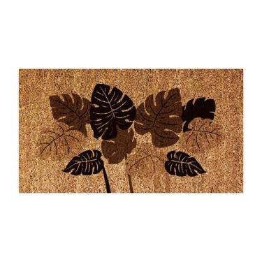 Imagem de Capacho Fibra De Coco Folhagem Marrom 60x33cm - Uzoo Capacho Fibra De Coco Rt 60x33cm Folhagem Marrom