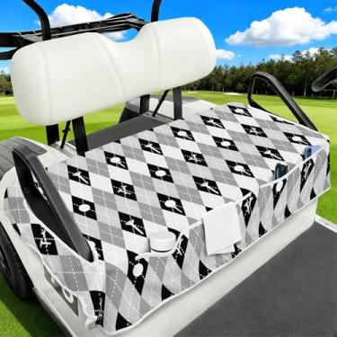 Imagem de Capas de assento de carrinho de golfe, acessórios de carrinho de golfe, 4 bolsos para carrinhos de golfe, cobertor de toalha de assento para homens e mulheres, capas de assento de golfe para carro de