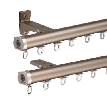 Imagem de Conjunto de trilhos de cortina resistente - varão de cortina de alumínio deslizante silencioso, suporte de teto/parede para divisor de quarto, sala de estar, quarto, chuveiro - champanhe, 140 cm/4,6