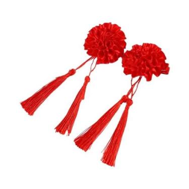 Imagem de Presilhas De Cabelo Fofas Para Meninas Com Borlas De Flor Chinesa, 2 P