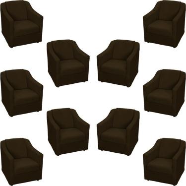 Imagem de Kit 10 Poltronas Decorativa Mila Pé De Plástico Cromado - Marrom Suede