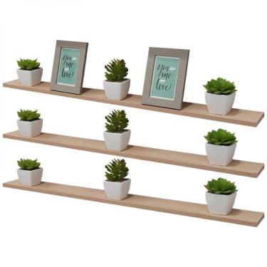 Imagem de Kit 3 Prateleiras 80 X 30cm Carvalho Com Mão Francesa