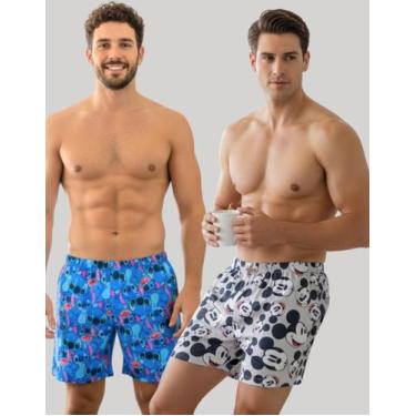 Imagem de Kit 2 Samba Canção Masculino Estampado Confortável  Tecido Macio, Cint