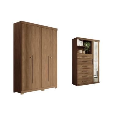 Imagem de Quarto Completo Modu +Cômoda QC333 Jatobá - Santos Andirá