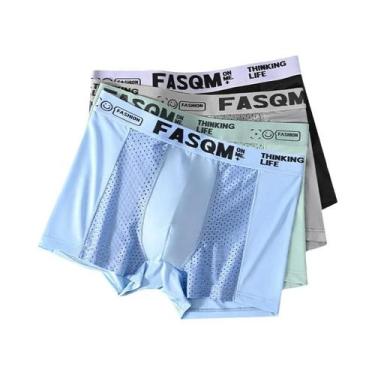 Imagem de Cuecas Boxer Masculinas plus Size L-6XL De Seda Gelada Com Malha Respi