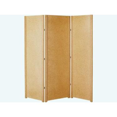 Imagem de Biombo 3 Folha Liso Fechado Ripado Divisor Madeira Mdf Cru Painel Divi