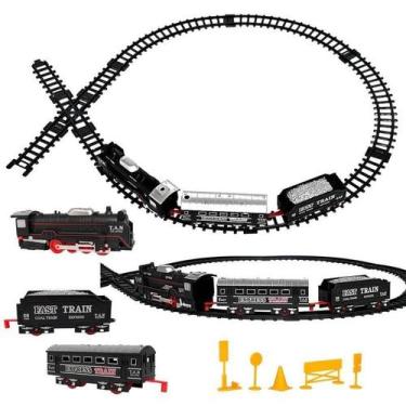 Imagem de Trem Ferroviário De Brinquedo Com Vagões Trilhos Som E Luz - Well Kids